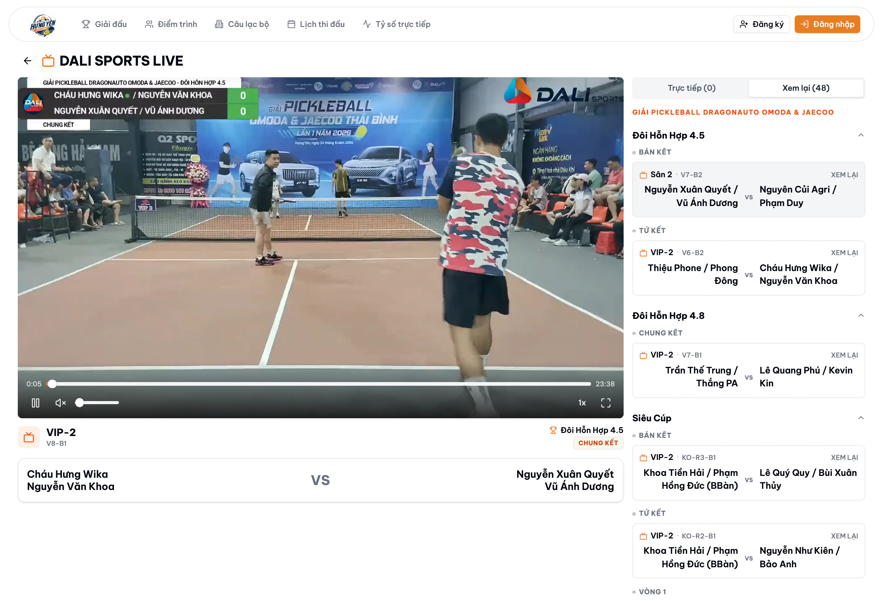 DALI SPORTS LIVE — xem trực tiếp các sân thi đấu kèm overlay tỉ số